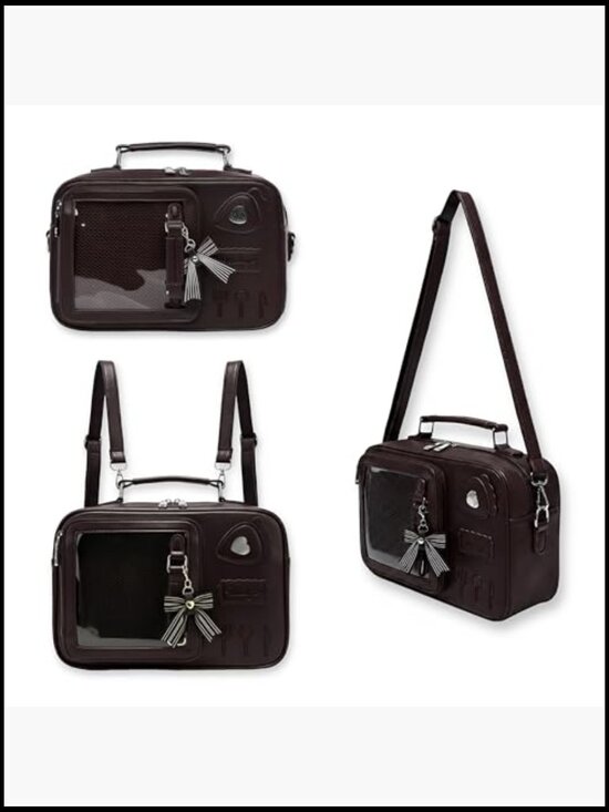 Ita Bag Crossbody Backpack with Display Window, Convertible 3-Way Wear for Pins